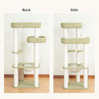 53'' Cat Tree for Large Cat, Modern Senior Friendly Cat Tower with Wide Shelves Low Step, Cotton Scratching Posts, Super Sturdy Base, Cozy Perches, and Interactive Toys (Green)