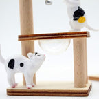 1/12 Scale Accessories Cat Figurines Sets which Including Blue Litter Box,Climbing Tree and 3 Cats - Mini Resin Animals for Dollhouse Decoration and Miniatures Cake Topper
