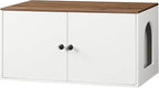 HOOBRO Cat Litter Box Enclosure, Hidden Litter Box Furniture with Side Entry, Litter Box Cabinet, Indoor Cat House, End Side Table, 31.5" L x 17.7" W x 16.3H, for Bathroom, White and Walnut WH40MW01