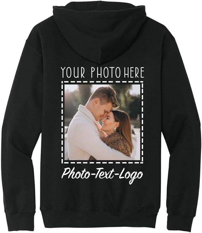 Personalized Clothing with Your Photo Custom T-Shirts, Sweatshirts & Hoodies Add Text or Logo Front