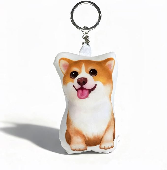 Cute Dog Plush Keychain, Adorable Animal Doll Pendant for Keys Backpack Purse, Custom Photo Memory Pillow - Personalized Pet & Loved One Pillow with Your Picture
