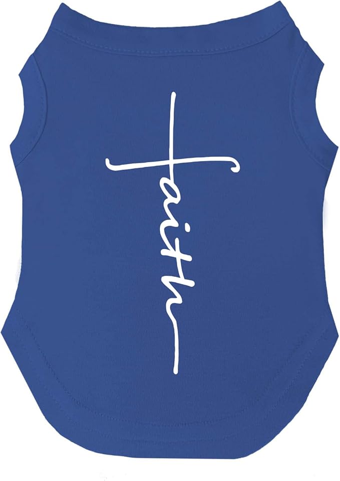 Faith Cross Dog Tee Shirt Sizes for Puppies, Toys, and Large Breeds (Royal Blue, X-Small 68)