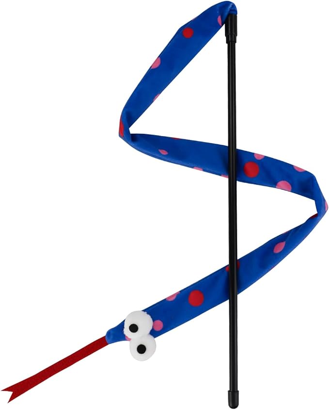 Andiker Cat Wand Toy, 44 Inches Plush Cats Snake Toys with Long Sound Paper Lightweight Handheld Interactive Cat Toys for Indoor Cats and Kitten (Blue)