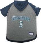 MLB Hoodie Shirt for Dogs & Cats - Seattle Mariners Dog Hooded T-Shirt, Large. - MLB Team Color Hoody Vest for Baseball Fans