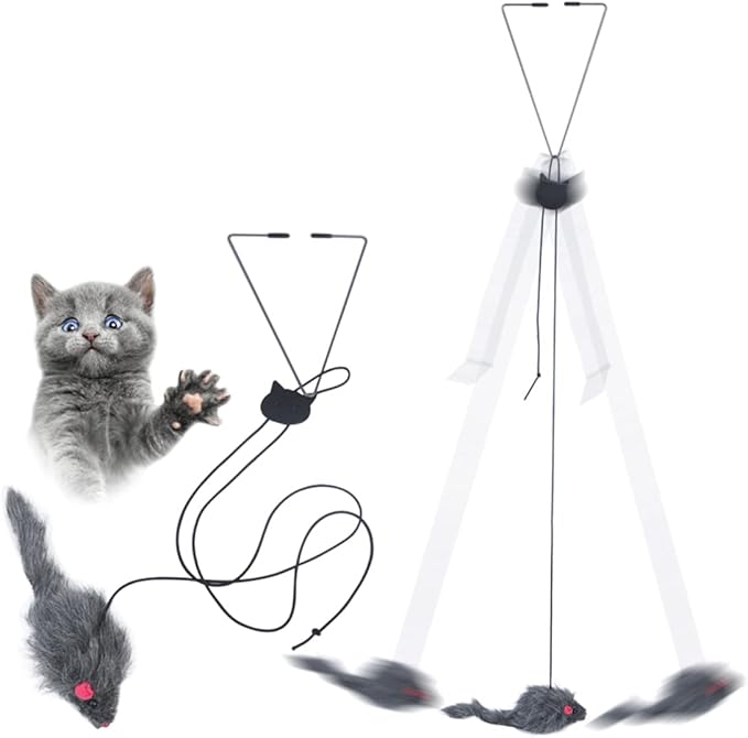 Kalimdor Interactive Cat Feather Toys,Retractable Teaser Toy ，Hanging Interactive Toys for Indoor Cats Kitten Play Chase Exercise, Kitten Mental Exercise Toys (2 Pack)