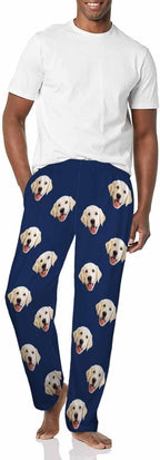 MyPupSocks Custom Pajama Pants for Pet Lover, Personalized Photo Face Printed Pajama Bottoms Sleepwear with Pockets