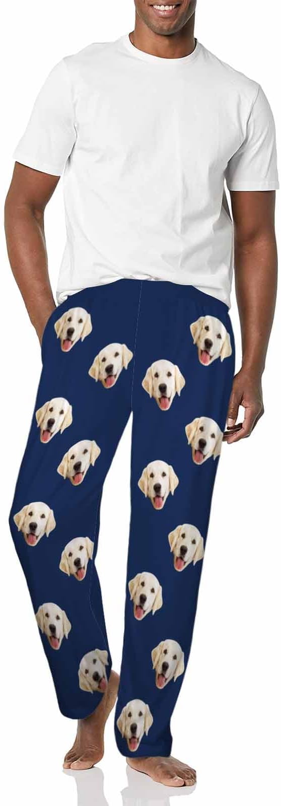 MyPupSocks Custom Pajama Pants for Pet Lover, Personalized Photo Face Printed Pajama Bottoms Sleepwear with Pockets