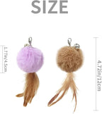 Cat Fluffy Feather Toys Replacement Cat Toy Wand Refills, 6 Pieces Fluffy Cat Toy Feathers Refill, Interactive Cat Teaser Wand Attachments, with Bell