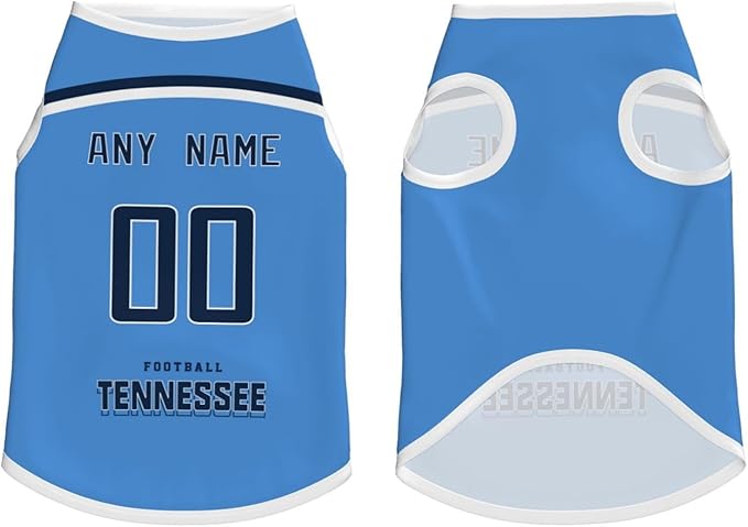 Tennessee Custom Pet Jersey Dog Clothes Jersey Various Sizes Customized Any Name & Number for Small & Middle and Big Dogs