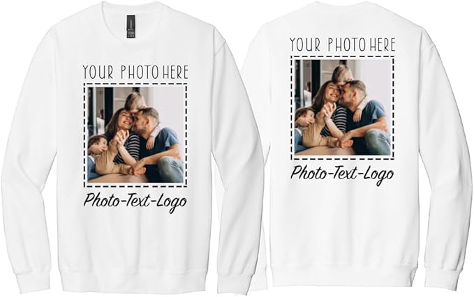 Personalized Clothing with Your Photo Custom T-Shirts, Sweatshirts & Hoodies Add Text or Logo Front