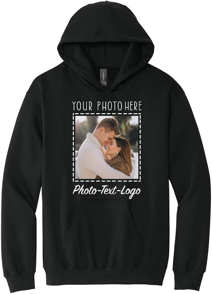 Personalized Clothing with Your Photo Custom T-Shirts, Sweatshirts & Hoodies Add Text or Logo Front