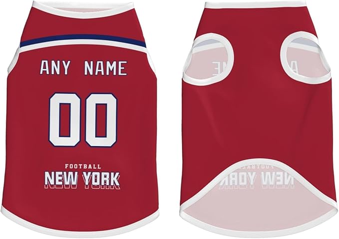 New York Custom Pet Jersey Dog Clothes Jersey Various Sizes Customized Any Name & Number for Small & Middle and Big Dogs