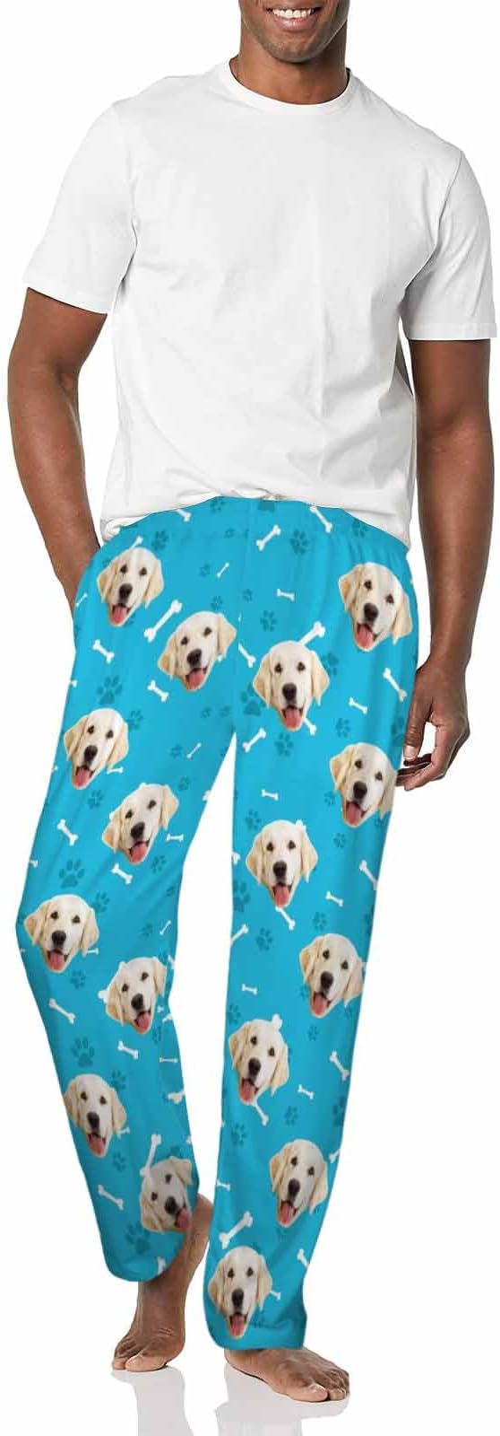 MyPupSocks Custom Pajama Pants for Pet Lover, Personalized Photo Face Printed Pajama Bottoms Sleepwear with Pockets