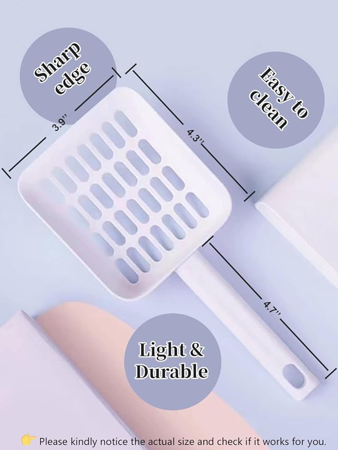 Cat Litter Scooper with Caddy, Cat Scooper for Litter Box with Holder Stand, Durable, Neat and Convenient - Matte White