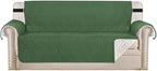 H.VERSAILTEX Reversible Sofa Slipcover Furniture Protector Water Resistant 2 Inch Wide Elastic Strap Sofa Cover Couch Covers Pet Kid Fit Seat Width Up to 66" (Sofa: 75" x 110", Christmas Green/Beige)