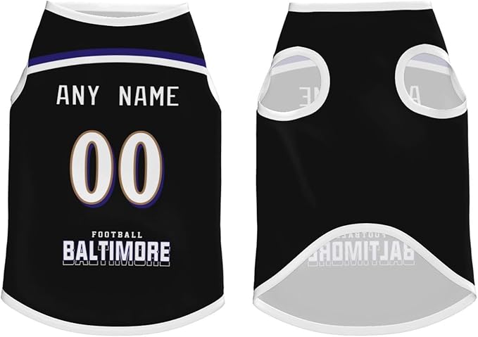 Baltimore Custom Pet Jersey Dog Clothes Jersey Various Sizes Customized Any Name & Number for Small & Middle and Big Dogs