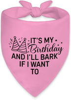 It's My Birthday and I'll Bark if I Want to Funny Dog Bandana, Happy Birthday Party Dog Bandana for Girls Puppies, Pink Party Girl Pet Scarf Accessories, Birthday Gifts for Dogs Lovers Mom Dad