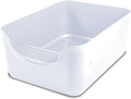 Large Cat Litter Box with High Sides,Cat Boxes for Indoor Cats,Cat Litter Pan for Kitty,Litter Box with Low Entry,Easy to Clean,Anti-Splashing (Brighter White)