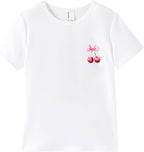 PATPAT Girls Crewneck Short Sleeve Graphic Tees Animal Print Shirts Cute Summer Outfits 5-12 Years
