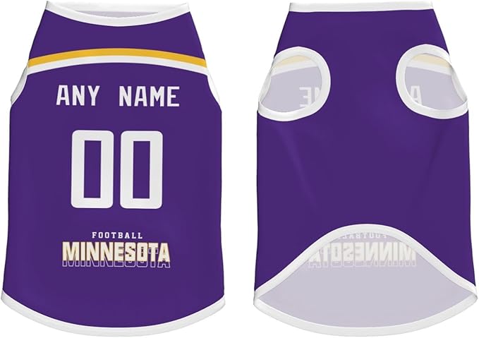 Minnesota Custom Pet Jersey Dog Clothes Jersey Various Sizes Customized Any Name & Number for Small & Middle and Big Dogs