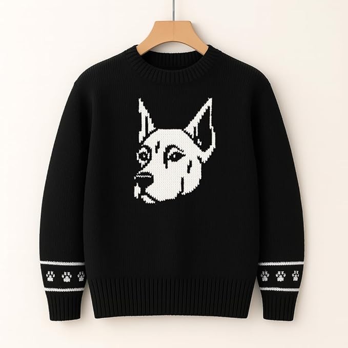 Custom Dog Knit Sweater for Women Personalized Pet Paw Print Pullover Dog Mom Gift Christmas for Pet Lovers