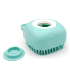 HamInWay Dog Bath Brush, 2-in-1 Dog Grooming Brush with Built-in Shampoo Dispenser, Gentle Silicone Bristles for Bath & Massage, Non-Slip Handle, Easy Clean Design for Dogs, Cats & Small Pets, Blue