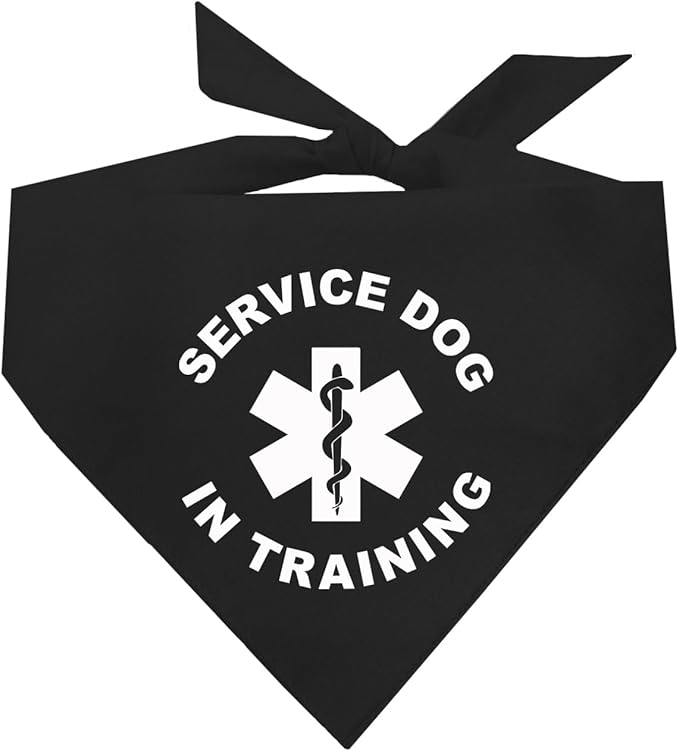 Service Dog in Training Dog Bandana (Black, OS 289)
