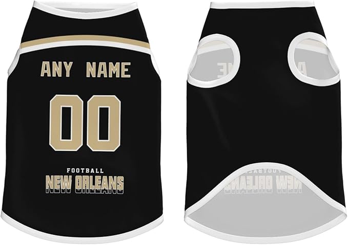 New Orleans Custom Pet Jersey Dog Clothes Jersey Various Sizes Customized Any Name & Number for Small & Middle and Big Dogs