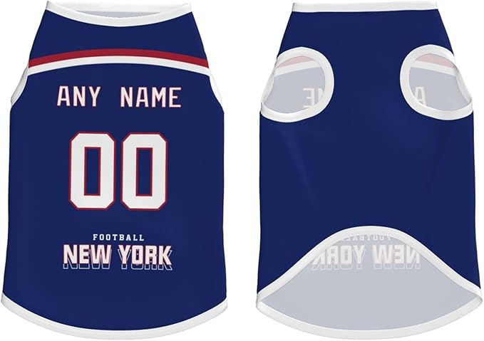 New York Custom Pet Jersey Dog Clothes Jersey Various Sizes Customized Any Name & Number for Small & Middle and Big Dogs