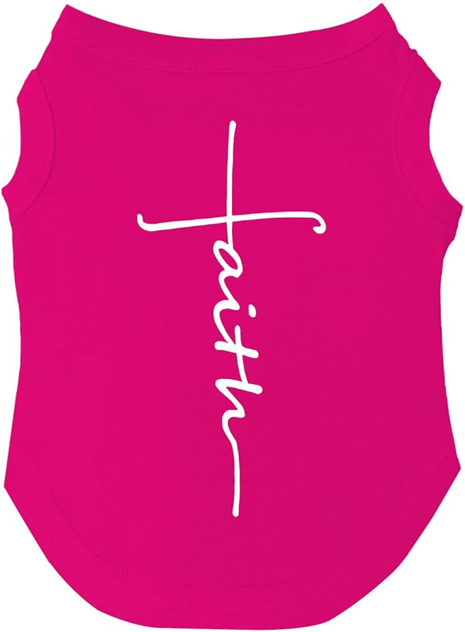 Faith Cross Dog Tee Shirt Sizes for Puppies, Toys, and Large Breeds (Hot Pink, 3X-Large 68)