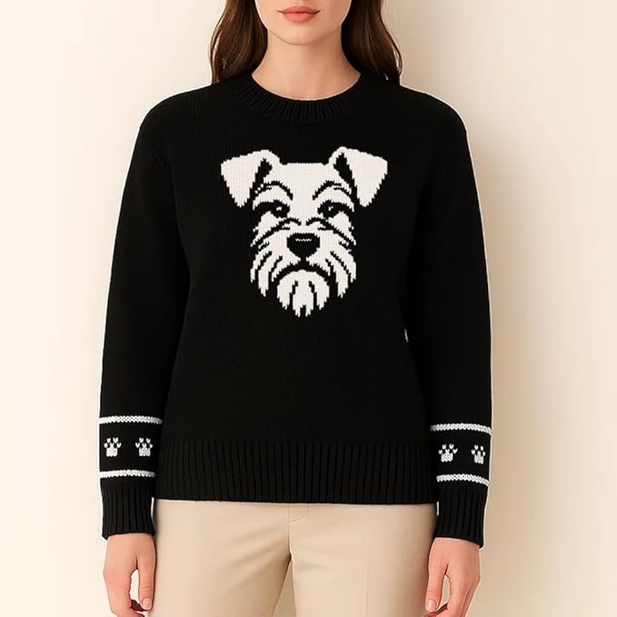 Custom Dog Knit Sweater for Women Personalized Pet Paw Print Pullover Dog Mom Gift Christmas for Pet Lovers