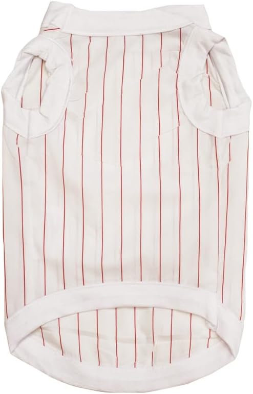 Petitebella Baseball Heart Puppy Dog Shirt (White/Red Stripes, XX-Large)