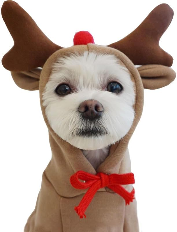 Dog Hoodies Cat Clothes Autumn Winter Sweatshirts Teddy Bulldog Bulldog Clothing Can Transform Into Frog Elk Mouse (Apricot elk,M)