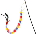 QWINEE Cat Wand Toys, Cat Interactive Toy, Cat Toys for Indoor Cats, Interactive Teaser Toys for Kitty Kitten One Size Deep Multicolor One Size