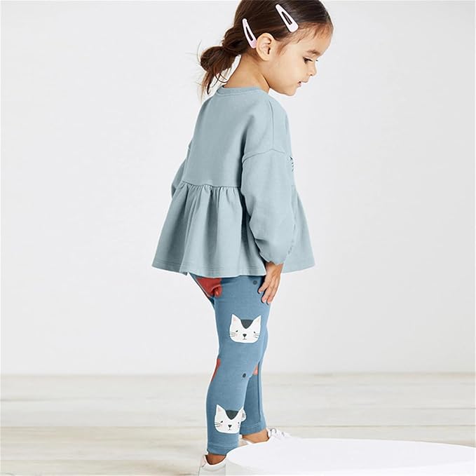 Little Girls Unicorn Outfits 2 Piece Kids Ruffle Sleeve Sweatshirt + Leggings Fall Leopard Clothing Sets 2-10 Years Old