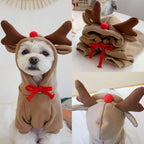 Dog Hoodies Cat Clothes Autumn Winter Sweatshirts Teddy Bulldog Bulldog Clothing Can Transform Into Frog Elk Mouse (Apricot elk,2XL)
