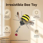 Cat Insect Feather Toys Replacement - 2 Pcs Handmade Natural Bees - Cat Toy Wand Refills - Interactive Kitten Teaser Wand Attachments - Cat Toys for Indoor Cats Play