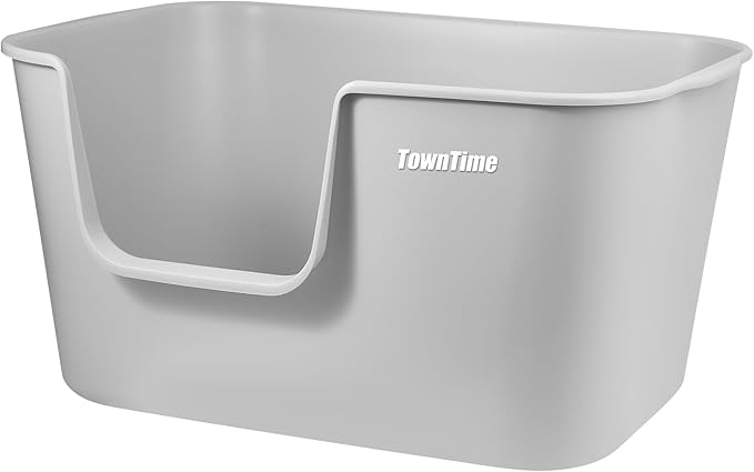 Extra Large Kitty Litter Box with High Sides, Anti-Splashing, Tool-Free Assembly, Multi Cat, Jumbo (Grey) 24.60" L x 16.92" W x 12.99" H