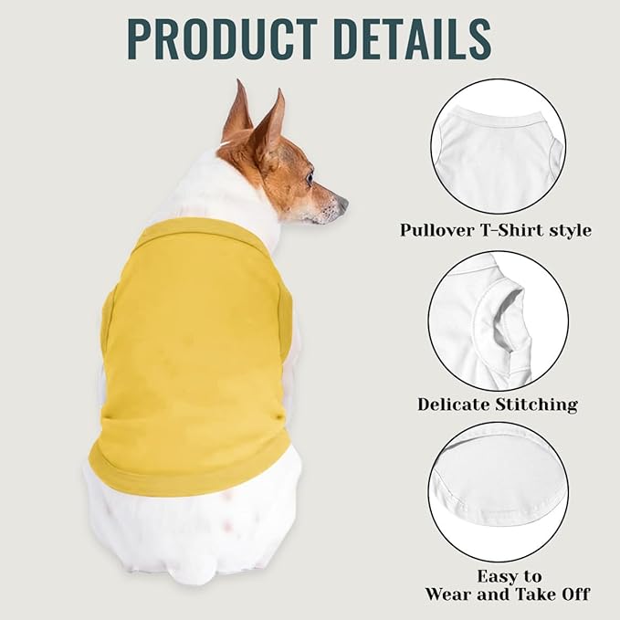 Custom Dog Shirt Pet T Shirts for Small Medium Large Dogs Customized Clothes with Image Logo Text Breathable Sleeveless Tank Top Personalized Outfits Puppy Apparel Yellow, 4XL