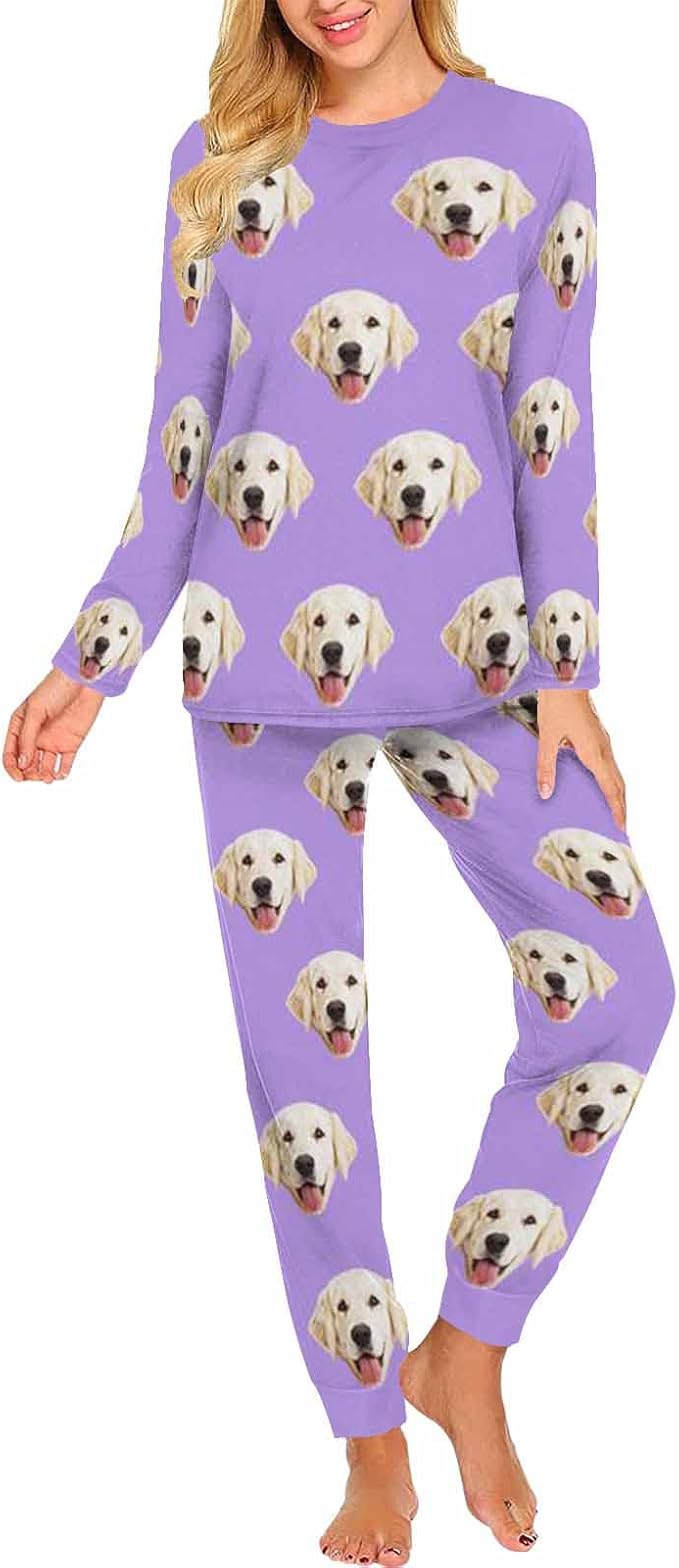 MyPupSocks Custom Face Pajamas Sets for Women, Personalized Photo Sleepwear XS-XXL