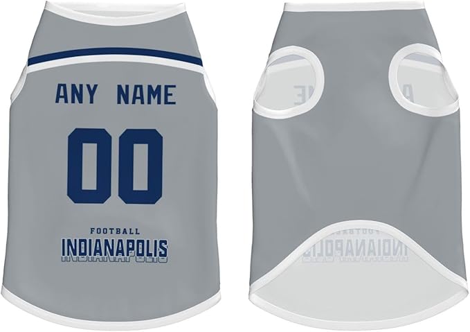 Indianapolis Custom Pet Jersey Dog Clothes Jersey Various Sizes Customized Any Name & Number for Small & Middle and Big Dogs