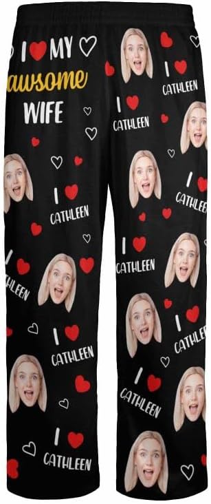 Personalized Face Pajama Pants for Men Women Custom Photo Printed Pajamas Bottoms Trousers Gift for Christmas Birthday