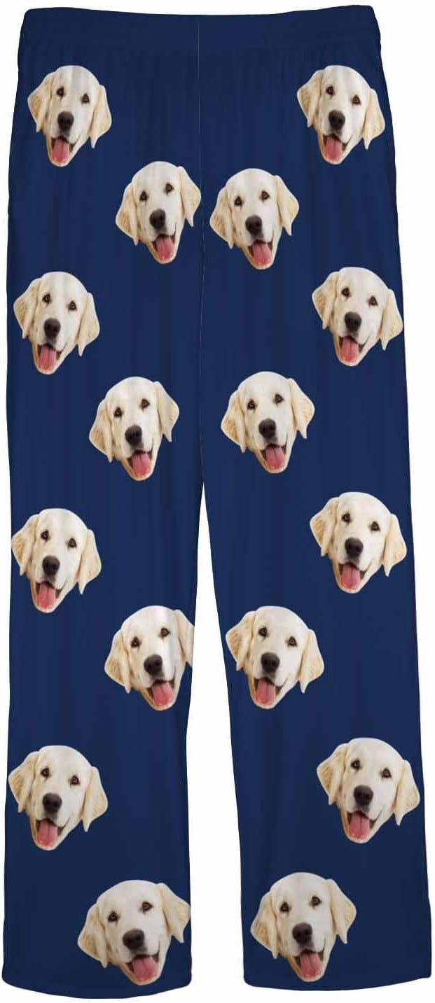 MyPupSocks Custom Pajama Pants for Pet Lover, Personalized Photo Face Printed Pajama Bottoms Sleepwear with Pockets