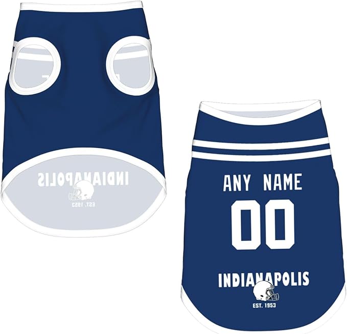 Indianapolis Dog Clothes Jersey Pet Jersey Customized Any Name & Number S-5XL for Small Middle and Big Dogs