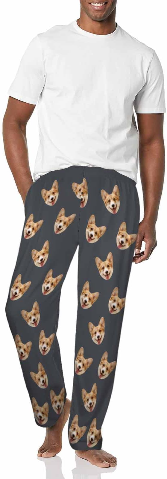 MyPupSocks Custom Pajama Pants for Pet Lover, Personalized Photo Face Printed Pajama Bottoms Sleepwear with Pockets