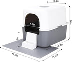 Sfozstra Cat Urine Litter Box with Pedal, Fully Enclosed Leak-Proof for Small Cats Under 8 IB, High Edge and Odorless, Easy to Carry and Clean (Grey with Handle, S)