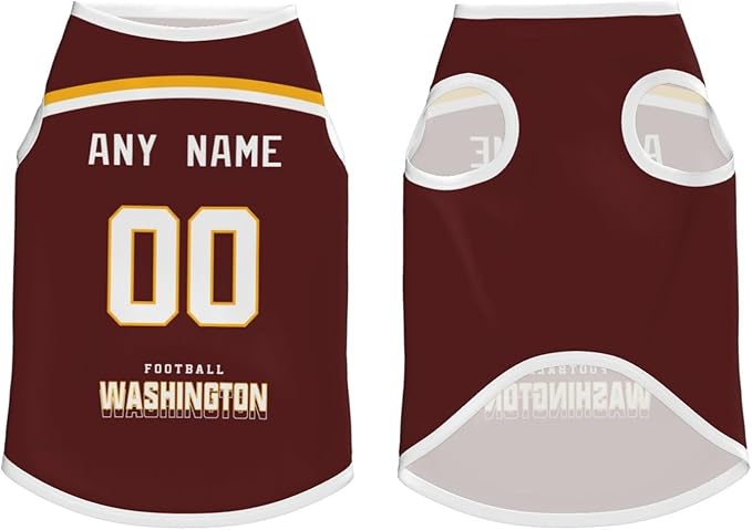 Wash1ngt0n Custom Pet Jersey Dog Clothes Jersey Various Sizes Customized Any Name & Number for Small & Middle and Big Dogs