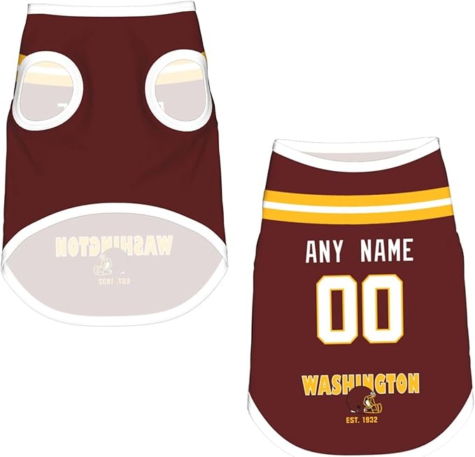 Wash1ngt0n Dog Clothes Jersey Pet Jersey Customized Any Name & Number S-5XL for Small Middle and Big Dogs