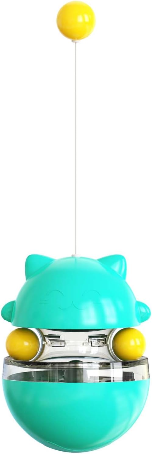 Cat Toy for Indoor Cats Wobble KittenTreat Dispensing Ball Food Dispenser Puzzle Slow Feeder Balls Kitty Stimulating Indoor Interactive Brain Game Toys Gift (Blue)