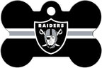 GoTags Personalized Oakland Raiders Dog Tag, Brass Metal Bone Shape Pet ID Tag Engraved with Name and Custom Text, Every NFL Football Team Pet Apparel (Large)